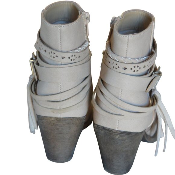 Jellypop Adia Fashion Booties Women Size 6 Natural Bone Beige Boho Fall Buckle - Picture 5 of 11
